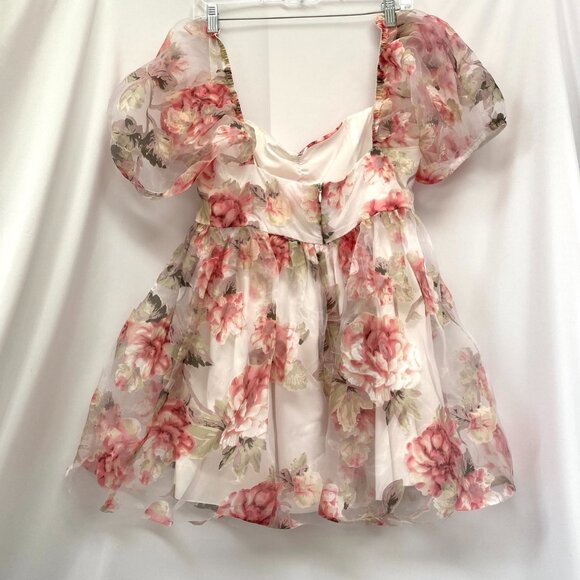 Floral Puff Sleeve Dress - Picture 2 of 11